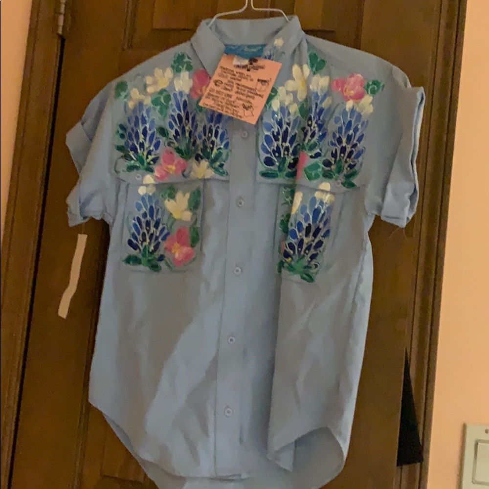 vintage small HAND PAINTED top
